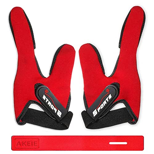 2 Pcs Anti-Slip Fishing Gloves Thumb Fishing Glove Index Finger Casting Gloves Finger Protector Fishing Gloves Finger Guard Unisexs Elastic Band Glove for Outdoor Fishing with Fishing Rod Belt (Red)