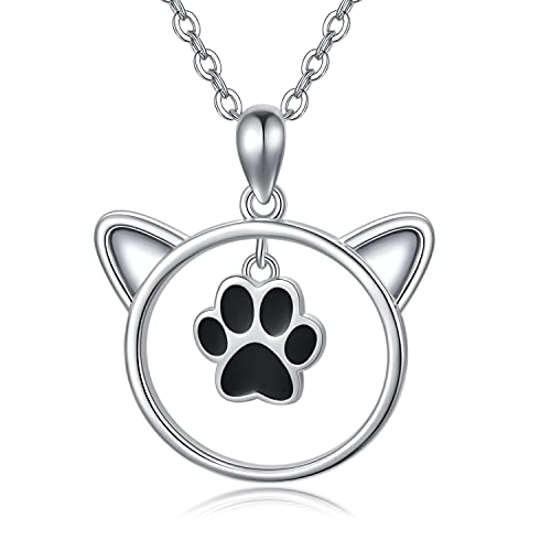 JUSTKIDSTOY Cat Necklace 925 Sterling Silver Cute Animal Kitten Pendant Necklace Cat Jewelry Gifts for Women Girls Cat Lovers