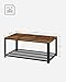 VASAGLE Coffee Table for Living Room, 2-Tier Cocktail Table, Center Table with Mesh Shelf, Steel Frame, Adjustable Feet, Industrial Style, Rustic Brown and Black ULCT61X