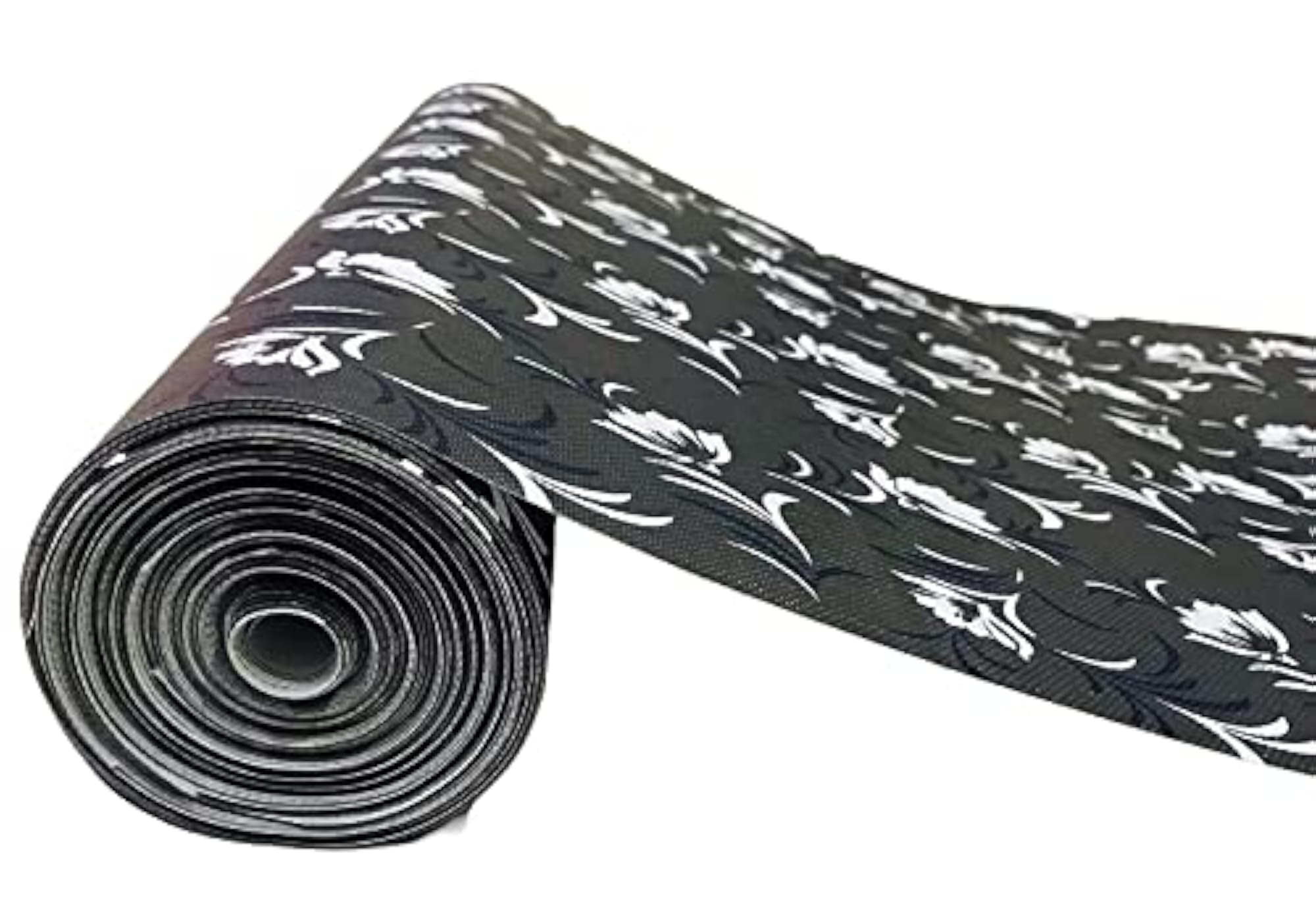 OMP Traders 5 Meter Rectangular Long Shelf Liner Black Colour, White Flower Design