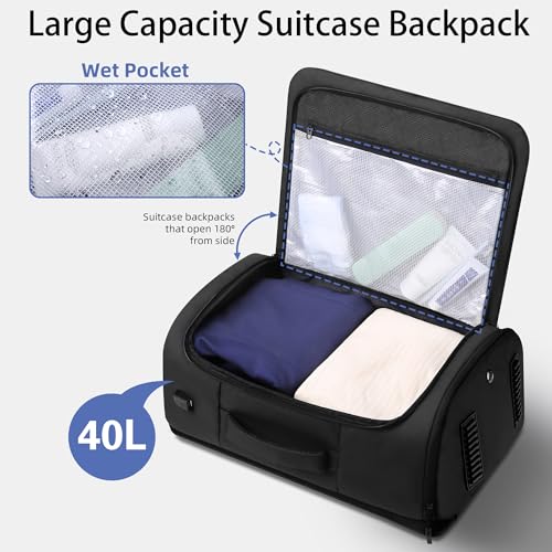 HOMIEE Travel Backpack 40L TSA Friendly Flight Approved Carry-on Luggage, Waterproof Business Computer Backpack Fits 17.3 Inch Laptop, Extra Large Weekender Bag with Shoe Compartment, Black2