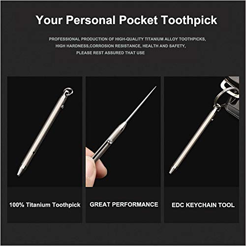 TISUR Titanium Bolt Integrated Toothpick and Holder Keychain Ultralight Travel Kits (Gray) - Thumbnail 4