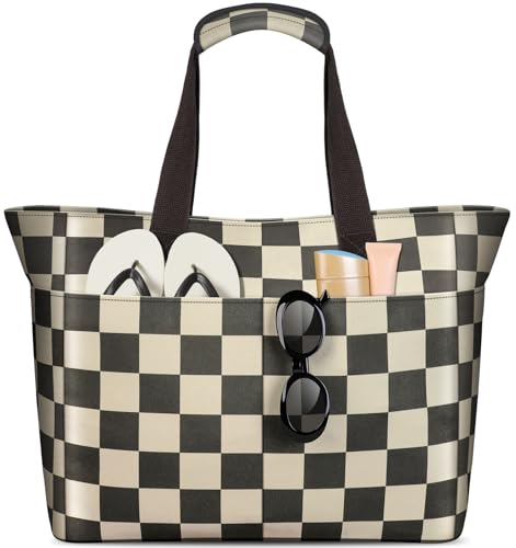 35L Large Beach Bag, Waterproof Sandproof Beach Bags for Women, Beach Tote Pool Bag with Zipper Wet Compartment