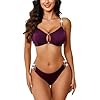 Avidlove Women Sexy Lingerie Super Stretchy Bra and Strappy Panty Set Two Piece Sheer Bralette Purple Small