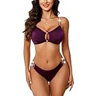 Avidlove Women Sexy Lingerie Super Stretchy Bra and Strappy Panty Set Two Piece Sheer Bralette Purple Small