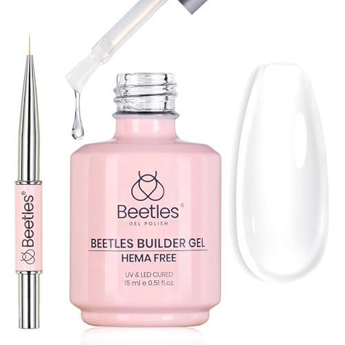 Beetles Builder Gel HEMA-Free-Sheer Breeze 0.5 oz 7 in 1 for Building Apex Strengthening Thickening Extension DIY Salon at Home for Beginner Sensitive Nails,Clear Builder Nails Gel Kit,UV Lamp Needed