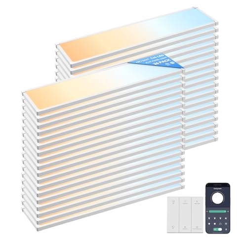 Image of AIKVSXER 1x4 LED Flat Panel Light Surface Mount, 2.4G Switch & App, 36 Pack