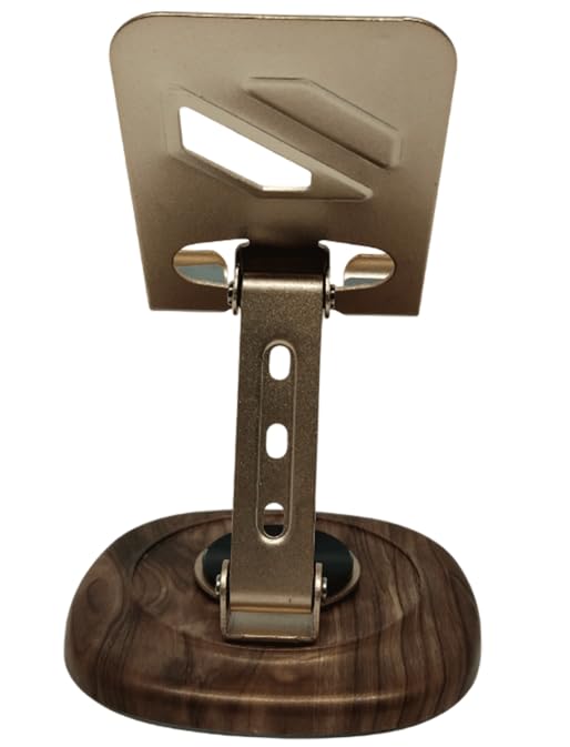 Image of Mobile Phone Stand for Desk | 360 Rotation & Adjustable Height | Foldable Stand for Smartphone & Tablet - White (Brown 360*)