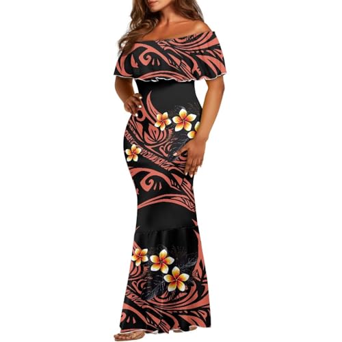 Image of Polynesian for Women S-7XL Off Shoulder Maxi Dress Hawaiian Summer Dresses