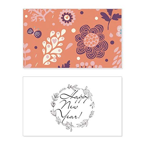 Tarjeta de felicitación con pintura de plantas y flores para Año Nuevo