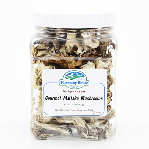 Harmony House Foods Dried Gourmet Maitake Mushrooms (1.5 oz, Quart Size Jar)