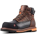 SUREWAY Men's 6' Waterproof Soft/Composite Toe Work Boot - Heavy Duty Crazy Horse Leather, Slip Resistant Lace Up for Construction & Industrial Safety