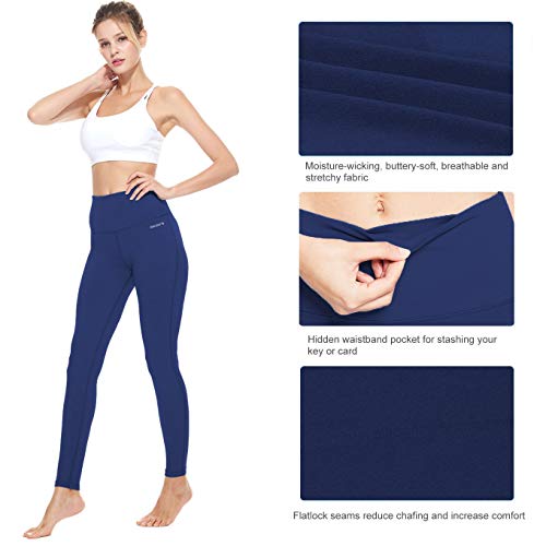 BALEAF Leggings for Women Tummy Control Compression Workout Athletic Running High Waisted Yoga Pants with Pockets Estate Blue XS - Image 6