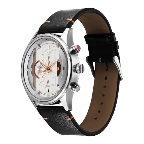 Image of Fastrack Opulence Quartz Chronograph Silver Dial Black Leather Strap Watch for Guys - NT3315KL02