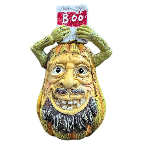 Estatua de resina de calabaza de Halloween – Decoración de estatua de calabaza de resina de Halloween – Herramienta de decoración de diseño de calabaza para patios, estantes, escritorios, jardines