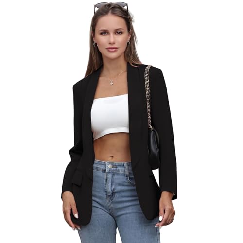 Womens Casual Blazers Open Front Long Sleeve Fashion Suit Jacket Work Office Suit 2025 Spring Fall Trendy3