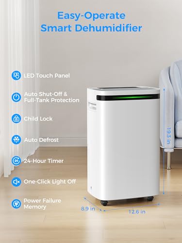 Image of VEAGASO 4000 sq.ft Dehumidifiers for Basement with Drain Hose Max 58Pint | Dehumidifier with Intelligent Humidistat, Dry Clothes, 24HR Timer, for Home, Large Room, Bathroom, Bedroom