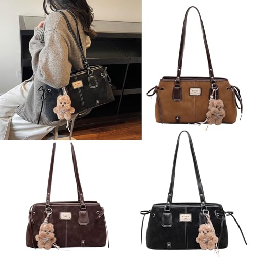 Sac en polyuréthane avec pendentif ours chic et grand compartiment - 5
