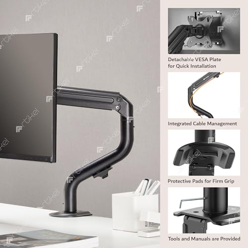 Image of ARTIKEL Monitor Desk Mount Adjustable Spring Assisted Monitor Arm VESA Mount with C Clamp Grommet Mounting Base Computer Monitor Stand (Curve, Single.)
