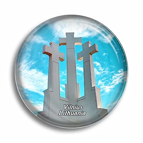 Imán para nevera, tres cruces, Vilnius Lituania, imanes de cristal para nevera, recuerdos, bonito imán de cristal, decoración para pizarra blanca, oficina, hogar, regalo
