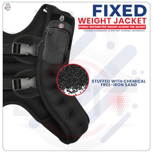 Image of B Fit Adjustable Weighted Vest for Men Women, Rucking Weight Vests Adjustable for Running, Training Workout, Jogging, Walking (Fixed Weight Black, 5 Kgs)