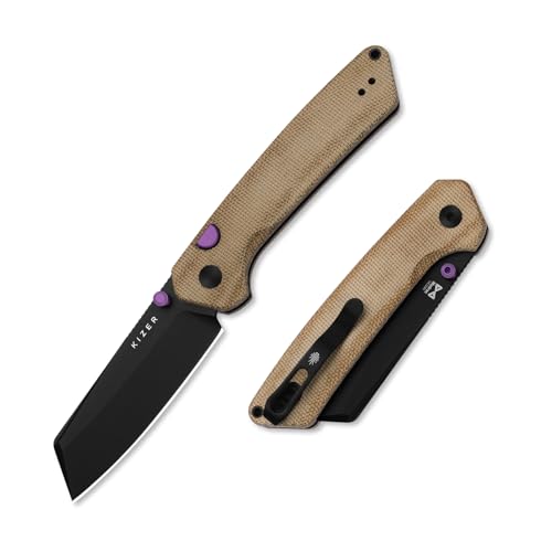Image of Kizer Madrac Pocket Folding Knife, 3.05 inch 14C28N Blade, Button Liner Lock