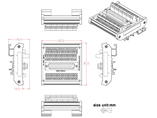 Module breakout board D-Sub DB50 femelle pour rail DIN Electronics-Salon