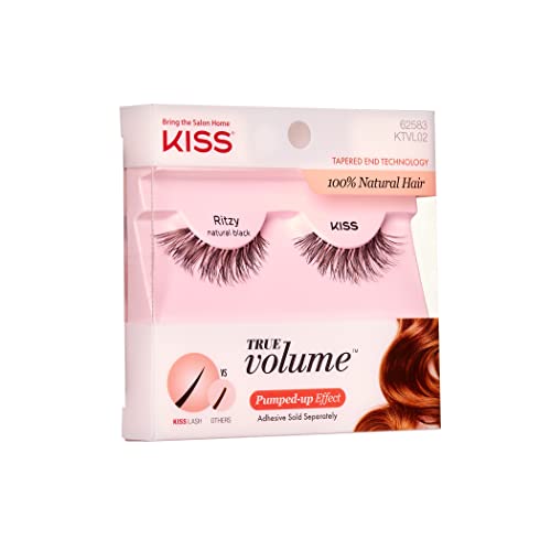 Kiss True Volume Multi-Layered False Eyelashes With Tapered End Technology, 100% Natural Hair, Cruelty Free, Reusable, Contact Lens Friendly, “Ritzy”, 1 Pair #TOP3