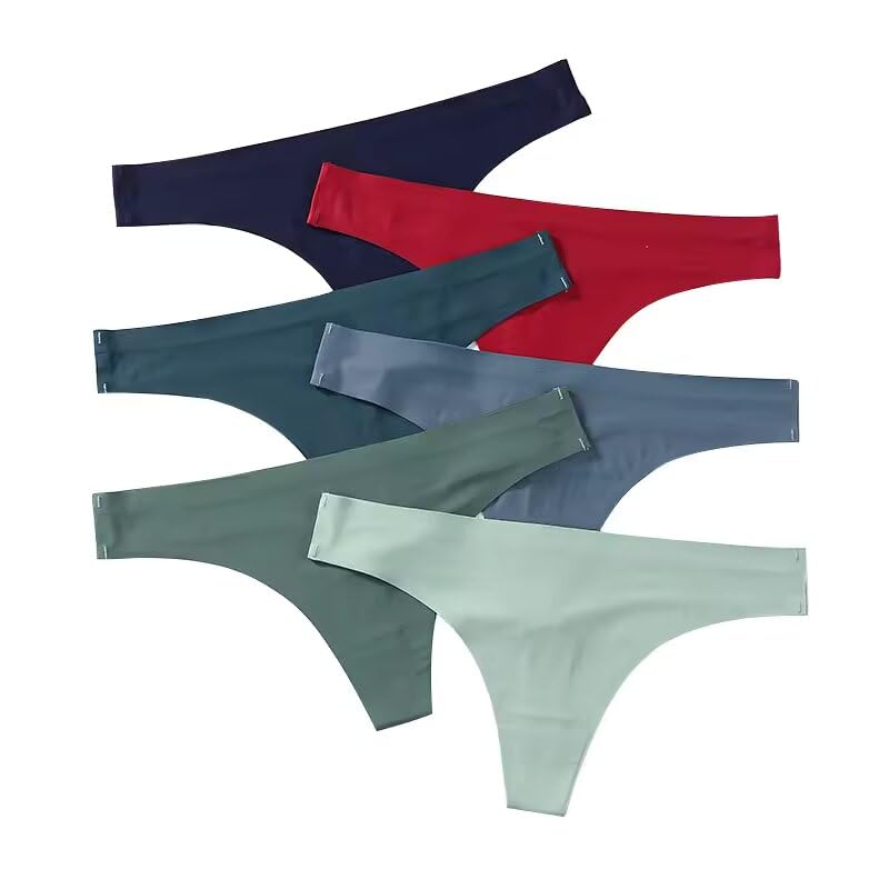 Seamless Panties Women Underwear Thongs No Show Panties V-Waisted Stretch Breathable Thong Underwear for Women's and Girl's (Multicolor)-image-37