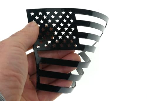 Image of USA American Flag Cut Super Magnet for Trucks, Cars, and Automotive with 50-Star 2pcs Forward and 1pcs Reverse Set (Black, 6 inchx3.75 inch)