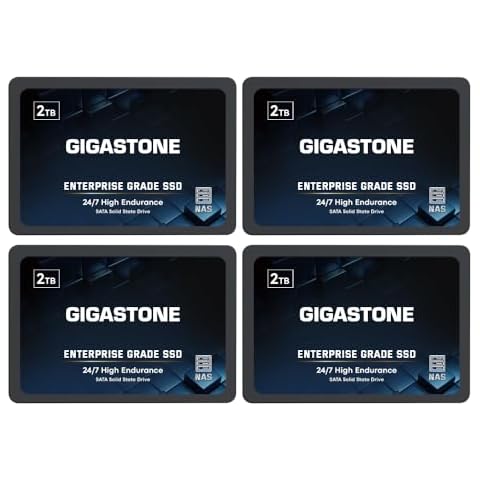 Gigastone 2TB NAS SSD Drive (4-Pack) 24/7 Durable TLC High Endurance RAID Data Storage Network Attached Storage 2.5" SATA Internal Solid State Hard Drives Cover