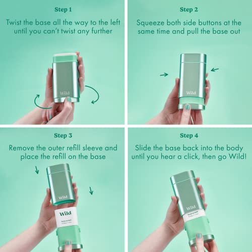 Wild - Natural Refillable Deodorant - Aluminium Free - Aqua Case with 3 x Fresh Cotton & Sea Salt Refill (40g) - Vegan & Eco-Friendly - Long Lasting Protection - 100% Natural Ingredients - Starter Kit - Image 6