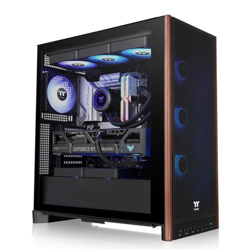 Image of Thermaltake S370 WS; Mid Tower; Wood Front Trim; 4x120mm Fans Included; 410mm GPU Clearance;up to E-ATX; Hidden Connector Support (ATX /mATX); Vertical GPU Support; Black; CA-11J-OOM1WN-00