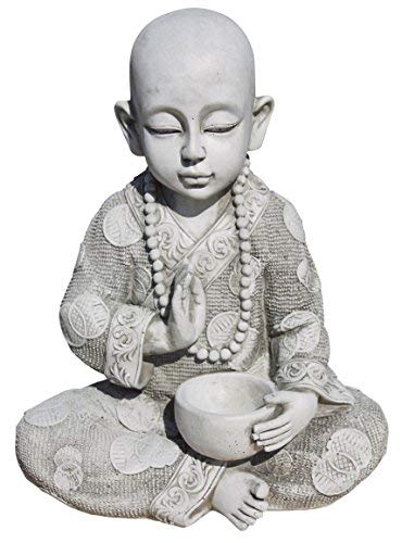 AnaParra Figura Buda Sabiduria para el jardín Decorativa 37cm. hormigón Natural Musgo Cover