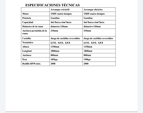 Tartessos Biotrituradora astilladora GS120 (con capacidad de triturado de hasta 12 centímetros de diámetro. Arranque eléctrico, Motor 420cc y 15hp) - Naranja