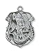 Saint Michael Badge Shape Pewter Medal Pendant Necklace with Holy Prayer Card