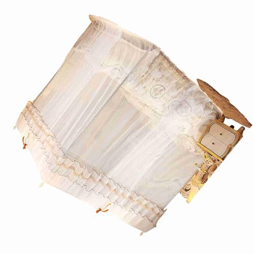 Dosel de cama de princesa Akozon con diseño de encaje de lujo y postes 3