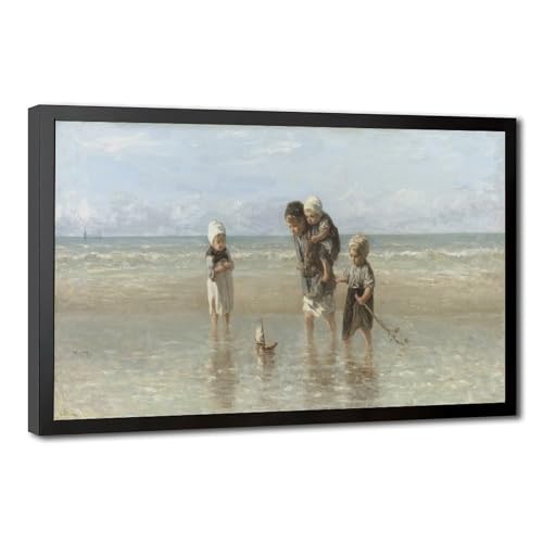 Impression Toile Children of The Sea Jozef Israels 1872 Cadre Suspendu Haute Qualité