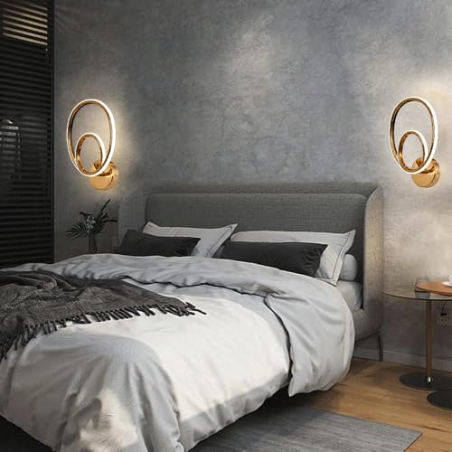 Image of Groeien Pack of 2 |12W | 3 Color LED Nordic Sconce Dual Loop Indoor Home Acrylic Wall Lamp for Bedroom Living Room Corridor Lighting Fixtures Wall Mount(Warm+Natural+Coolwhite)(Dual Loop, 2, Count)