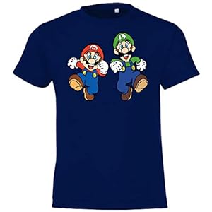 T-shirt met korte mouwen van Mario & Luigi-motief voor jongens en meisjes