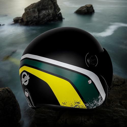 Image of Steelbird SBH-54 Retro Rustic ISI Certified Open Face Helmet for Women and Men Motorbike Helmet