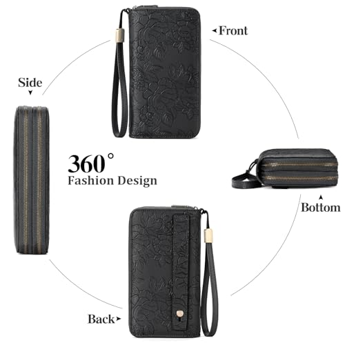 Image of GAEKEAO RFID Leather Wristlet Wallet for Women with Grip Strap