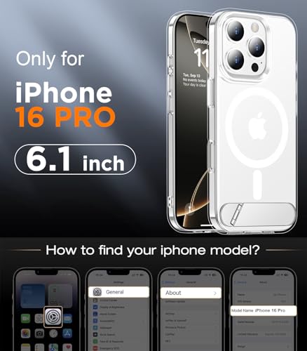 Image of Magnetic Compatible with iPhone 16 Pro Case, [Built-in Invisible Kickstand][Compatible with MagSafe] [Military Grade Shockproof] Slim Thin Phone Case for iPhone 16 Pro 6.3 inch