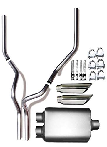 Stainless Steel dual Exhaust kit Fits 2001 Chevy silverado 1500 2500 Single Chamber