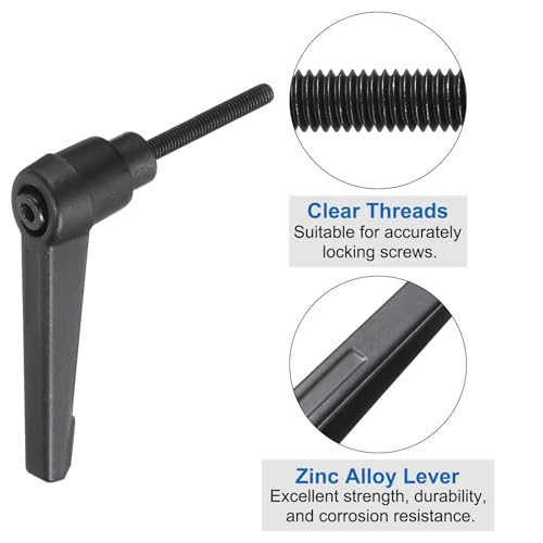 Image of uxcell 4pcs Lever Adjustable Handles M4 x 32mm Metric Male Thread with Nuts Washers, Level Clamping Handle Set Hand Stud Knobs Rotating Screw Handles Bolts with Locking Lever, Black