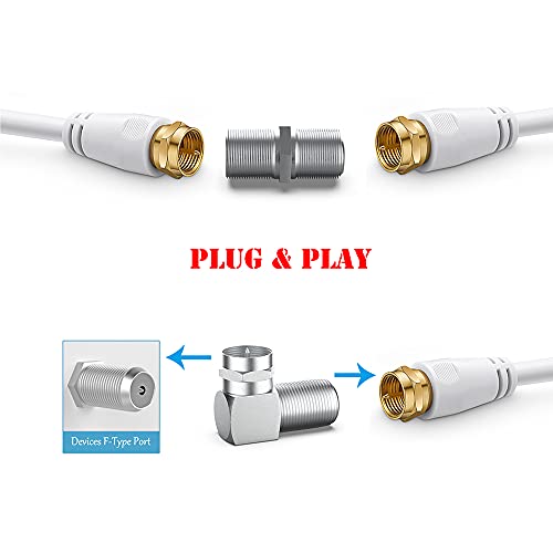 5 Combos F Type Female To Male Adapter Coaxial Cable Right Angle Connector 90 Degree & F Type Female To Female Coax Rg6 Cable Extension Adapte For Coax Cable And Wall Plates Coax (Pack Of 10) #TOP4