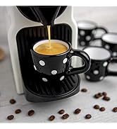 City to Cottage feito à mão em cerâmica de bolinhas preta e branca 60 ml | Conjunto de 4 xícaras de café expresso, Uniq...