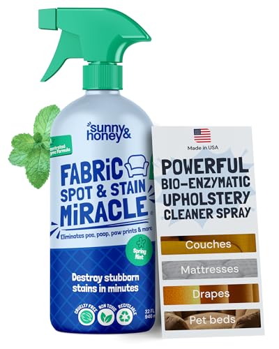 Sunny & Honey Upholstery Cleaner Spray - 32 Fl Oz, Mint - Pet & Kid Safe Stain Remover - Multi-Surface Furniture & Sofa Cleaner Spray - Fast-Drying Pet Stain Remover