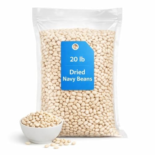 Dried Navy Beans, 20 lb Bulk Bag, Small White Beans for Soups, Baking, Chili, Meal Prep, and Pantry Storage