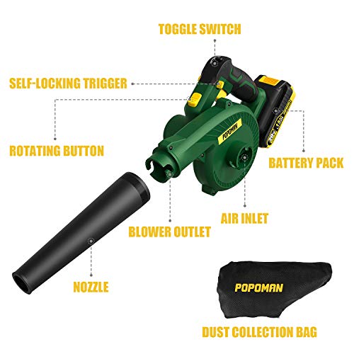 POPOMAN Cordless Blower/Sweeper, 20V 2.0Ah Lithium Battery,145MPH,20000RPM, Electric Blower for Blowing Dust,Small Trash, Car, Computer Host, Hard to Clean Corner